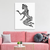 Abstract Rearing Horse Art | Modern Black & White  Leinwanddruck (Insitu (Wohnzimmer))