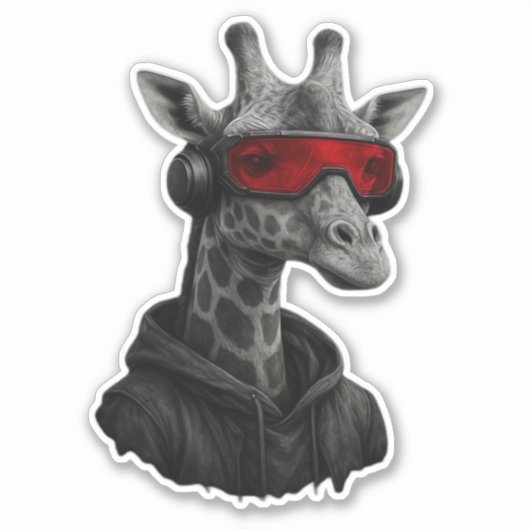 Abstract red and black giraffe Classic T-Shirt Aufkleber (Vorderseite)