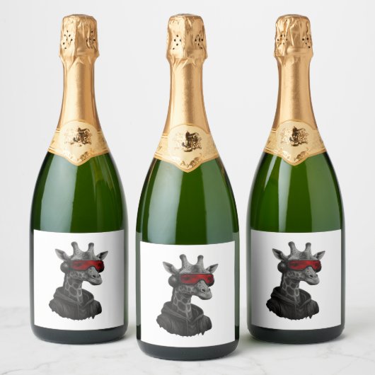 Abstract red and black giraffe Classic T-Shirt Schaumweinetikett (Flaschen)