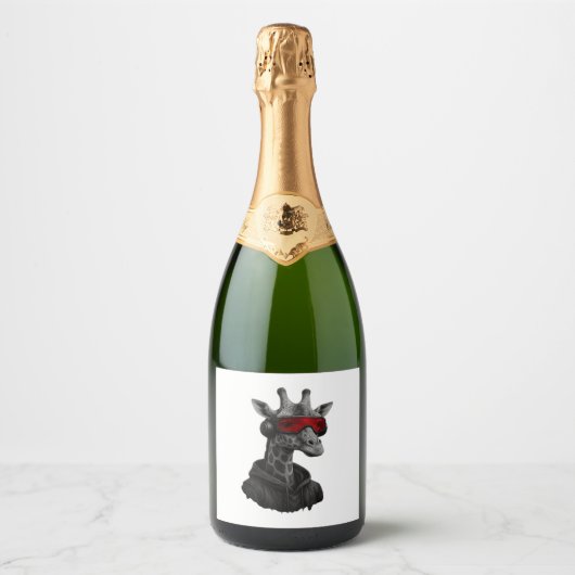 Abstract red and black giraffe Classic T-Shirt Schaumweinetikett (Vorderseite)