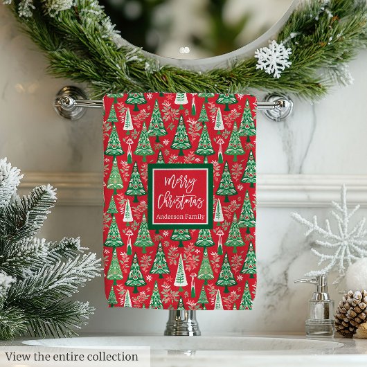 Abstract red and green Christmas preppy towel wrap Badhandtuch Set