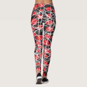 Abstract Red Dots and Tangled White Lines Leggings (Rückseite)