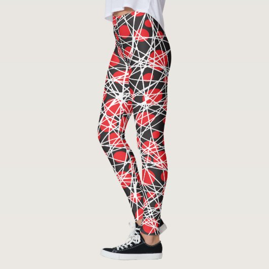 Abstract Red Dots and Tangled White Lines Leggings (Links)
