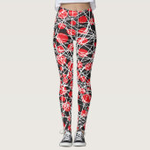 Abstract Red Dots and Tangled White Lines Leggings (Vorderseite)