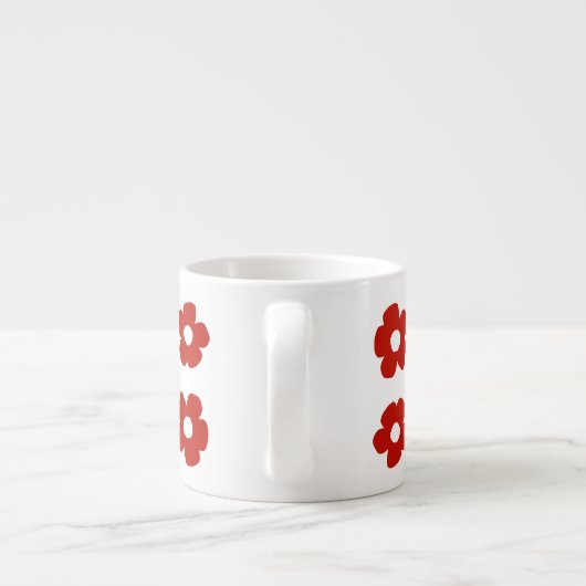 Abstract Red Flower Pattern Espresso Mug Espressotasse (Rückseite)
