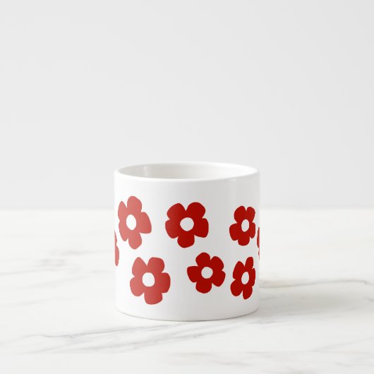 Abstract Red Flower Pattern Espresso Mug Espressotasse (Vorderseite)