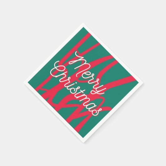 Abstract Red Green Personalized Merry Christmas Serviette (Ecke)