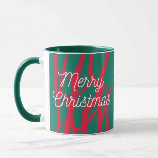 Abstract Red Green Personalized Merry Christmas Tasse (Links)