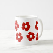 Abstract Red Hand Drawn Flower Pattern Mug Kaffeetasse (VorderseiteRechts)
