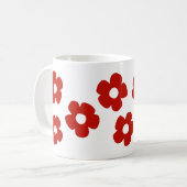 Abstract Red Hand Drawn Flower Pattern Mug Kaffeetasse (Vorderseite Links)