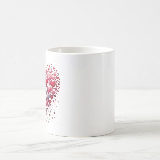 Abstract Red Heart Love Splash Romantic Art Mug Kaffeetasse (Mittel)