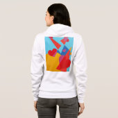 Abstract Red Hearts Women’s White Hoodie (Schwarz voll)