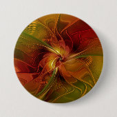 Abstract Red Orange Brown Green Fractal Art Flower Button (Vorderseite)