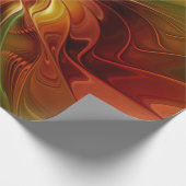 Abstract Red Orange Brown Green Fractal Art Flower Geschenkpapier (Ecke)