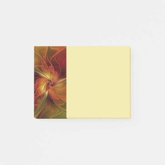 Abstract Red Orange Brown Green Fractal Art Flower Post-it Klebezettel (Vorderseite)