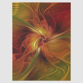 Abstract Red Orange Brown Green Fractal Art Flower Seidenpapier