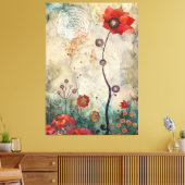Abstract Red Poppy Wall Art Home and Office Print  Leinwanddruck (Insitu (Wohnzimmer))