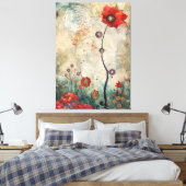 Abstract Red Poppy Wall Art Home and Office Print  Leinwanddruck (Insitu (Schlafzimmer))