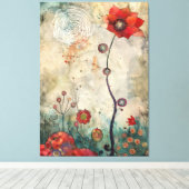Abstract Red Poppy Wall Art Home and Office Print Leinwanddruck (Insitu (Holzboden))
