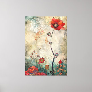 Abstract Red Poppy Wall Art Home and Office Print  Leinwanddruck