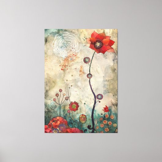 Abstract Red Poppy Wall Art Home and Office Print  Leinwanddruck (Vorderseite)