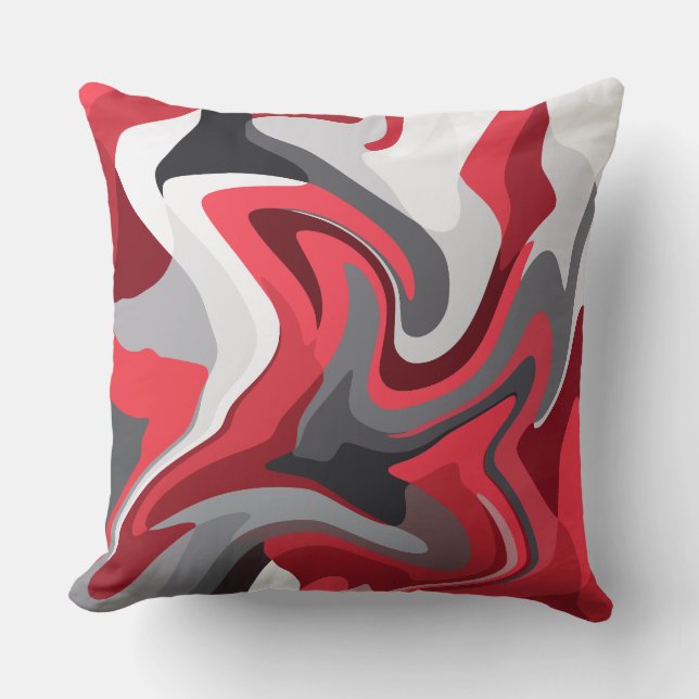 Abstract Red, white and Gray Color Flow Kissen (Vorderseite)