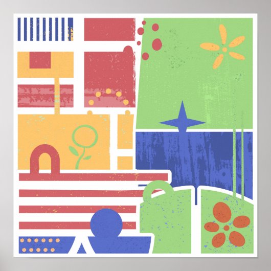 Abstract Retro Block Art Poster (Vorne)