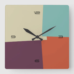 Abstract Retro Color Geometric Pattern #7 Quadratische Wanduhr