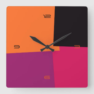 Abstract Retro Color Geometric Pattern #9 Quadratische Wanduhr