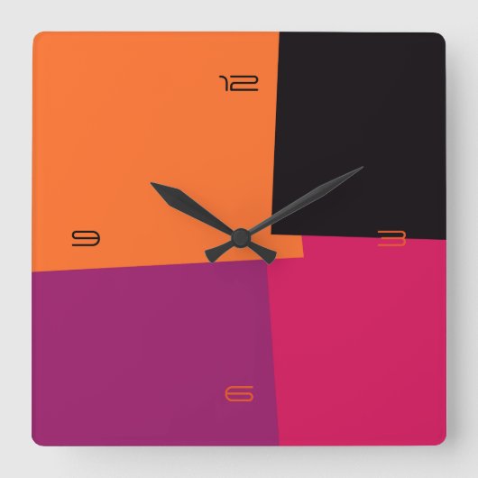 Abstract Retro Color Geometric Pattern #9 Quadratische Wanduhr (Vorderseite)