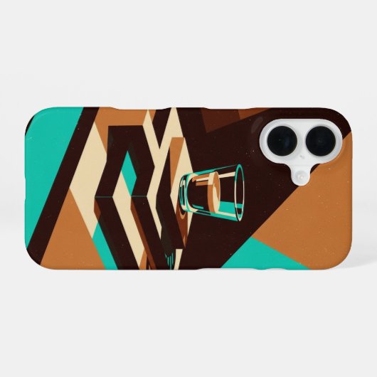 Abstract Retro Espresso Art iPhone 16 Hülle (Rückseite (Horizontal))