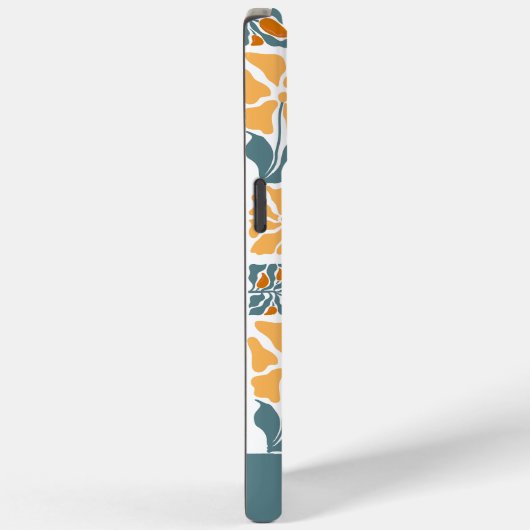 Abstract Retro Floral iPhone Case with Custom Name (Rückseite / Rechts)