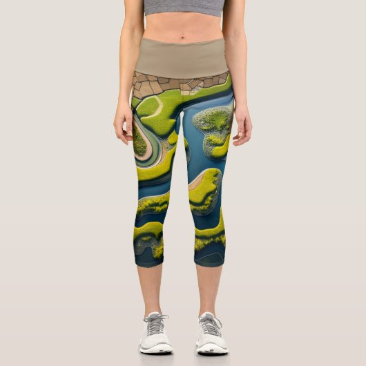 Abstract River Estuary Capri Leggings (Vorderseite)