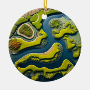 Abstract River Estuary Keramik Ornament