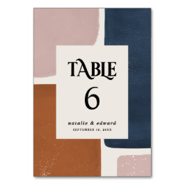 Abstract rust, navy + pink modern contemporary tischnummer