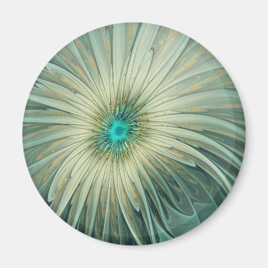 Abstract Sage Green Fantasy Flower Fractal Art Magnet (Vorne)