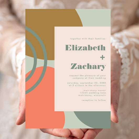 Abstract Sage Green Wedding Invitation Einladung
