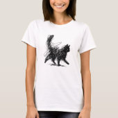 Abstract Scribble Cat Art Women's White T-Shirt  (Vorderseite)