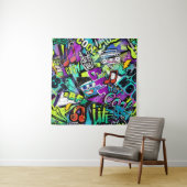 Abstract seamless cartoon pattern. Repeated with m Wandteppich (Beispiel)