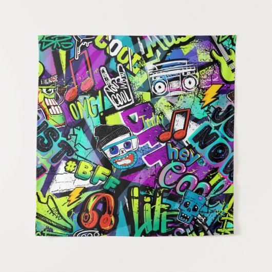 Abstract seamless cartoon pattern. Repeated with m Wandteppich (Vorderseite)