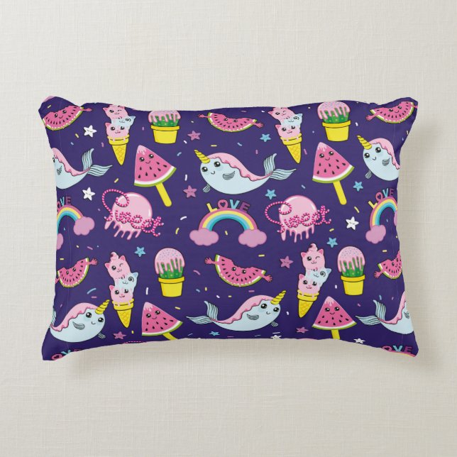 Abstract seamless ice cream pattern. Creative vint Dekokissen (Vorderseite)