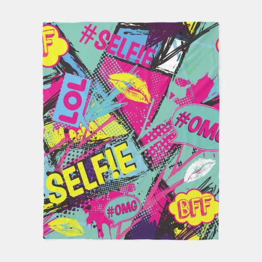 Abstract seamless pattern with Pop art comicspeech Fleecedecke (Vorderseite)