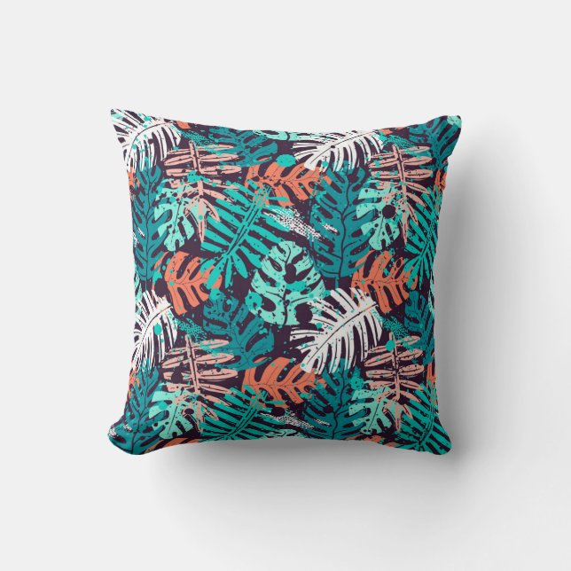 Abstract seamless tropical leaves pattern. Creativ Kissen (Vorderseite)