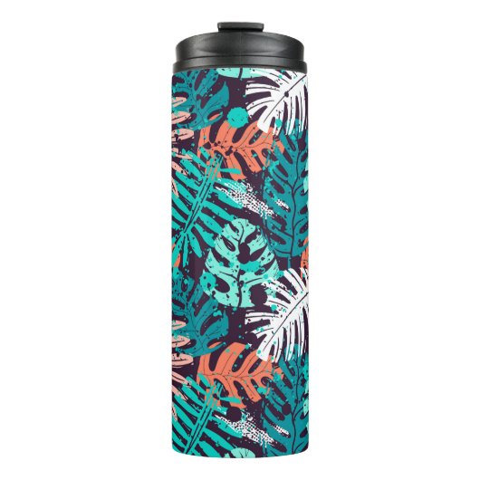 Abstract seamless tropical leaves pattern. Creativ Thermosbecher (Vorderseite)