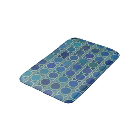Abstract Shades of Blue Circle Pattern Badematte (Schrägansicht)