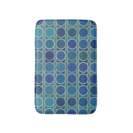 Abstract Shades of Blue Circle Pattern Badematte (Vorderseite Vertikal)