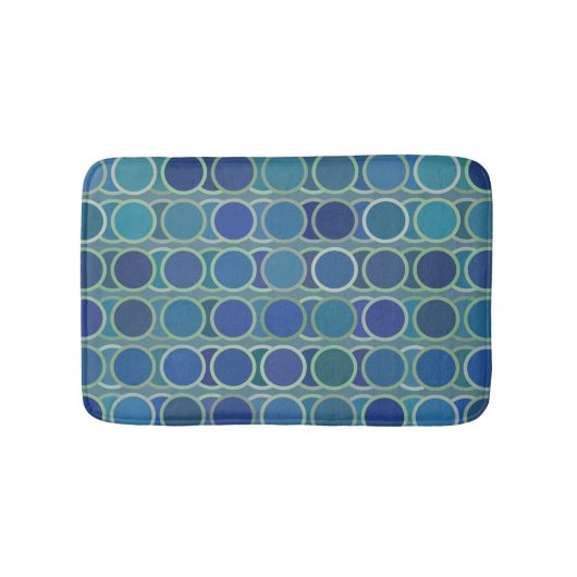 Abstract Shades of Blue Circle Pattern Badematte (Vorderseite)