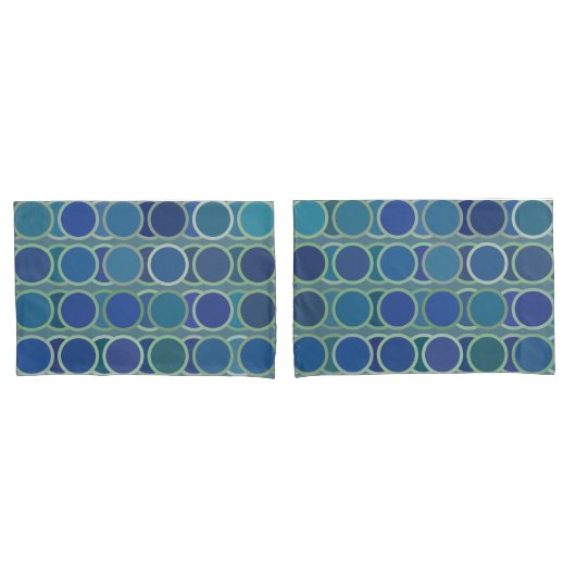 Abstract Shades of Blue Circle Pattern Kissenbezug (Vorderseite-Set)