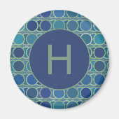 Abstract Shades of Blue Circle Pattern Monogram Magnet (Vorne)