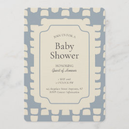 Abstract Shape Geometric Gender Neutral Blue Beige Einladung